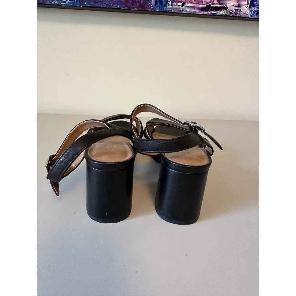 Aerosoles Black Platform Block Heel Sandals with Ankle Strap | Size 5.5